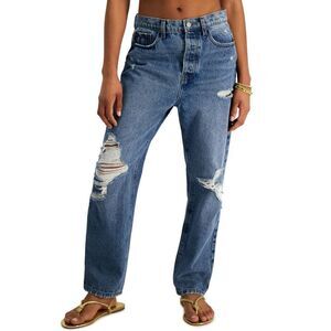 Vanilla Star Juniors' 90s Distressed Cotton Straight-Leg Jeans - Bronson Size 5